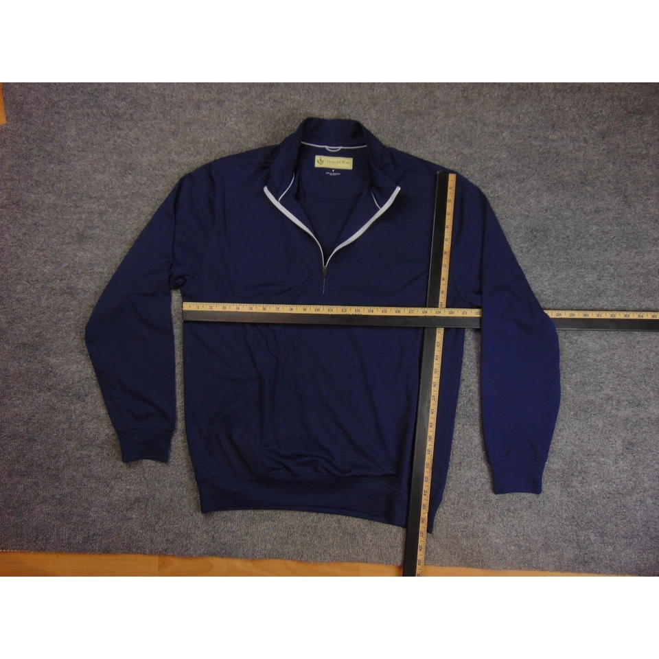 Suéter masculino Donald Ross pulôver de golfe quarto médio zíper azul marinho - Imagem 4 de 4