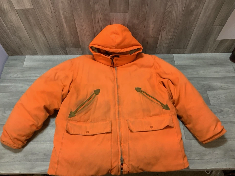 Vintage Woolrich Blaze Orange Hunting Goose Down Jacket Coat Patka Men’s Size L - Image 3 of 4