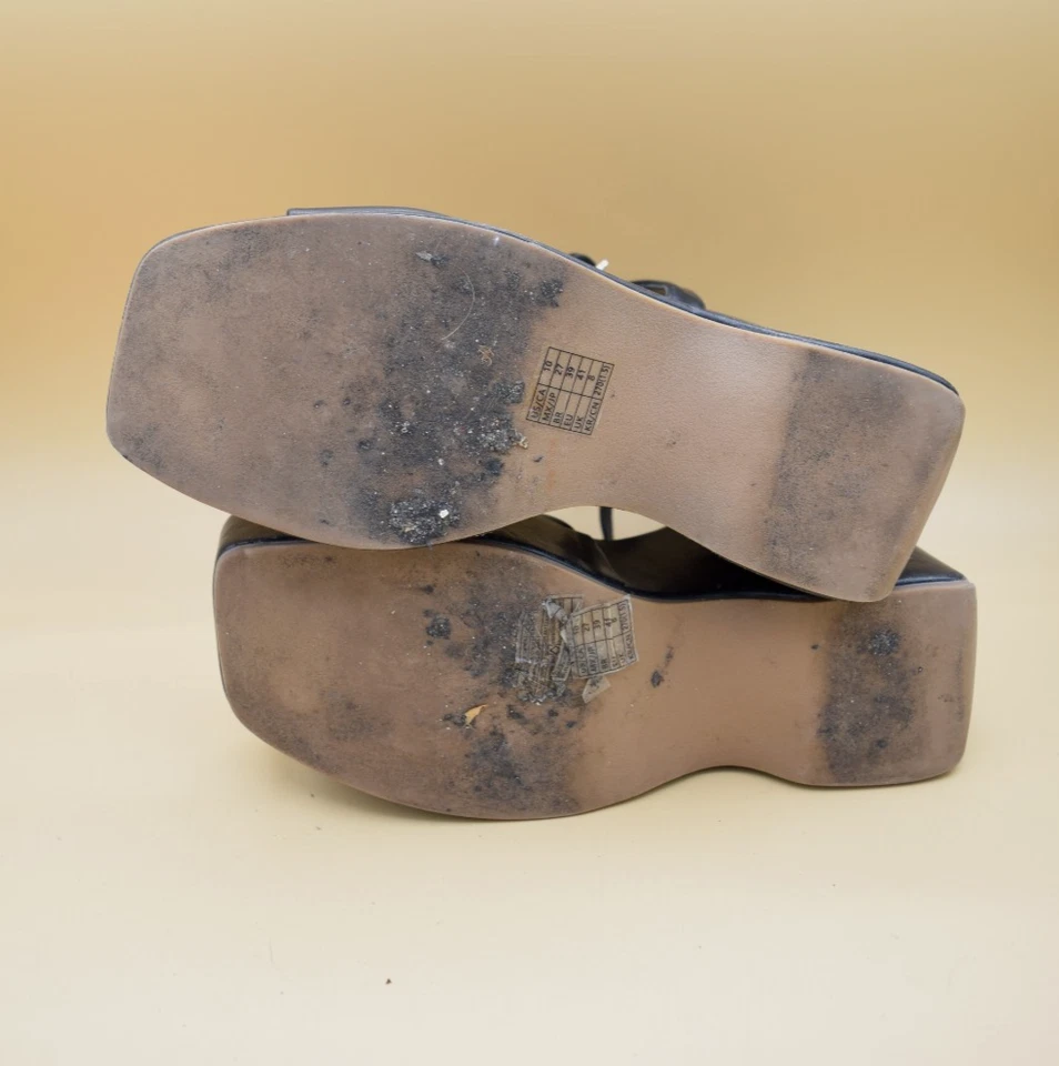 Sandálias pretas plataforma com alça de tornozelo Liliana 10 tiras de salto cunha - Imagem 4 de 4