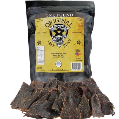 Lone Star Beef Jerky 1lb   Original Hickory Smoked, High Protein Snack