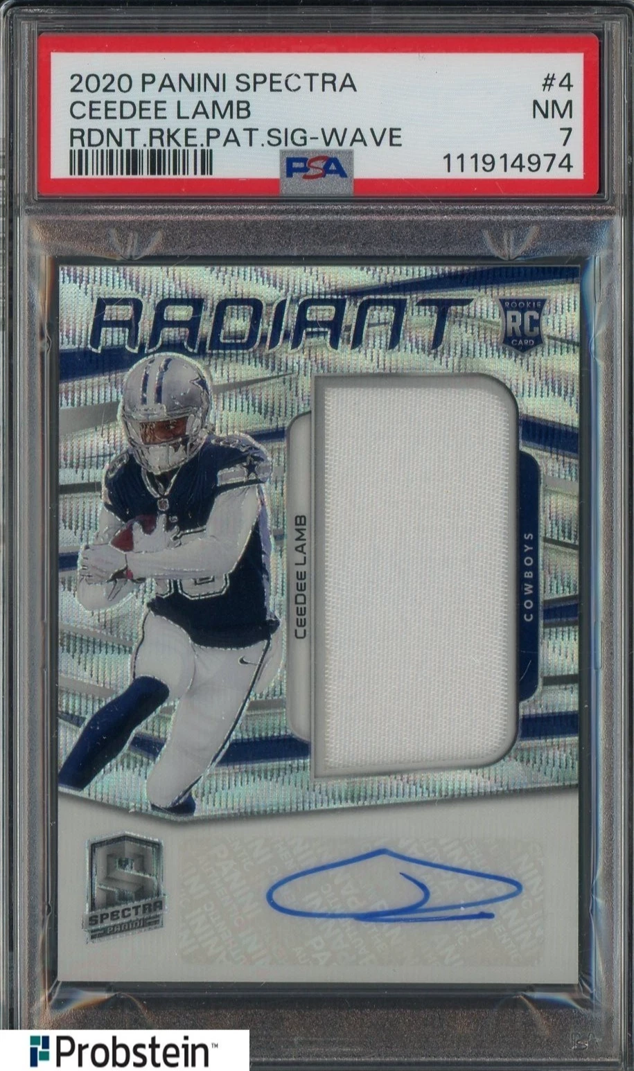 CeeDee Lamb Panini Spectra Radiant Rookie Patch Signatures #4 Wave