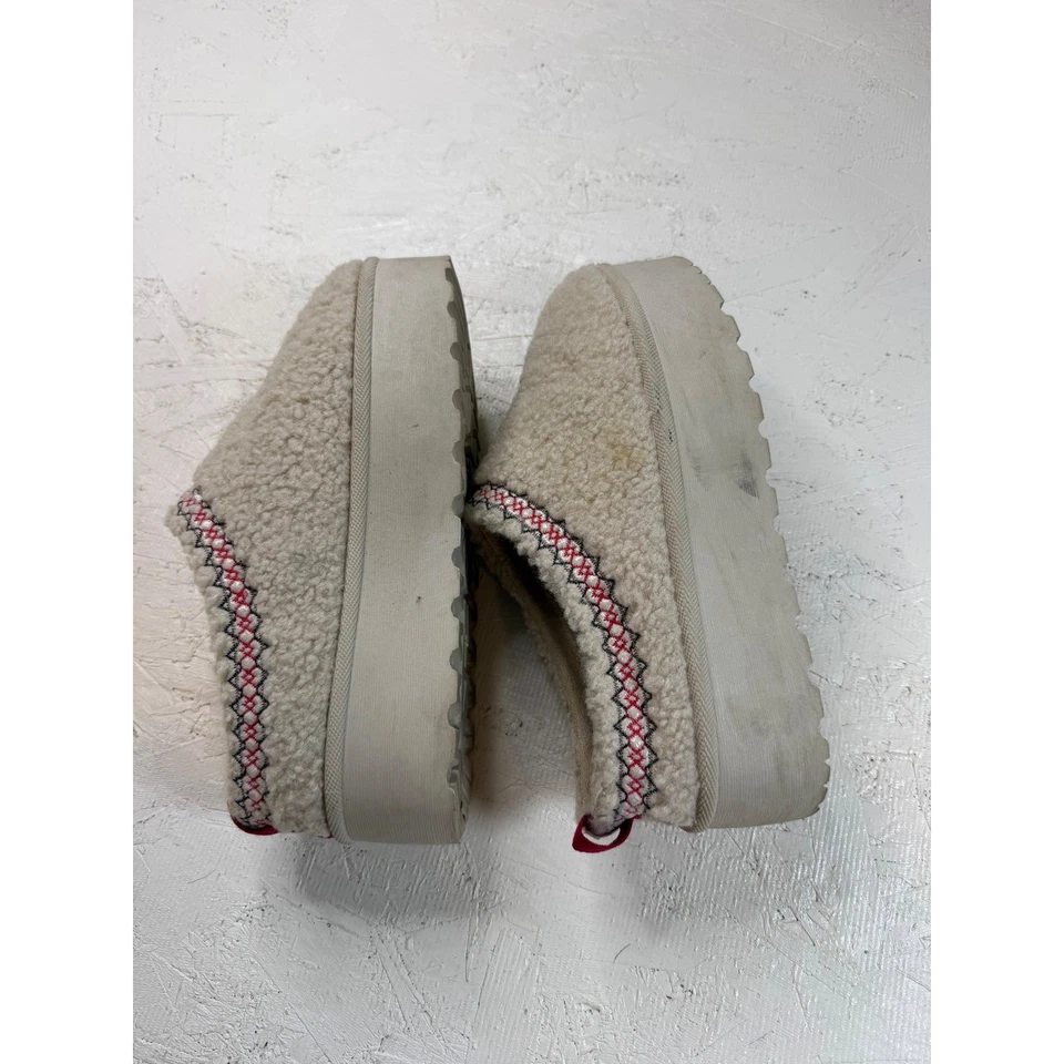 Acogedoras pantuflas Sherpa para mujer talla 8 plataforma ribete nórdico tirar lengüeta mulas Foto 4 de 4