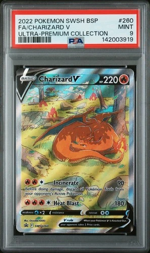 2022 POKEMON SWSH BLACK STAR PROMO #260 FULL ART/CHARIZARD V PSA 9