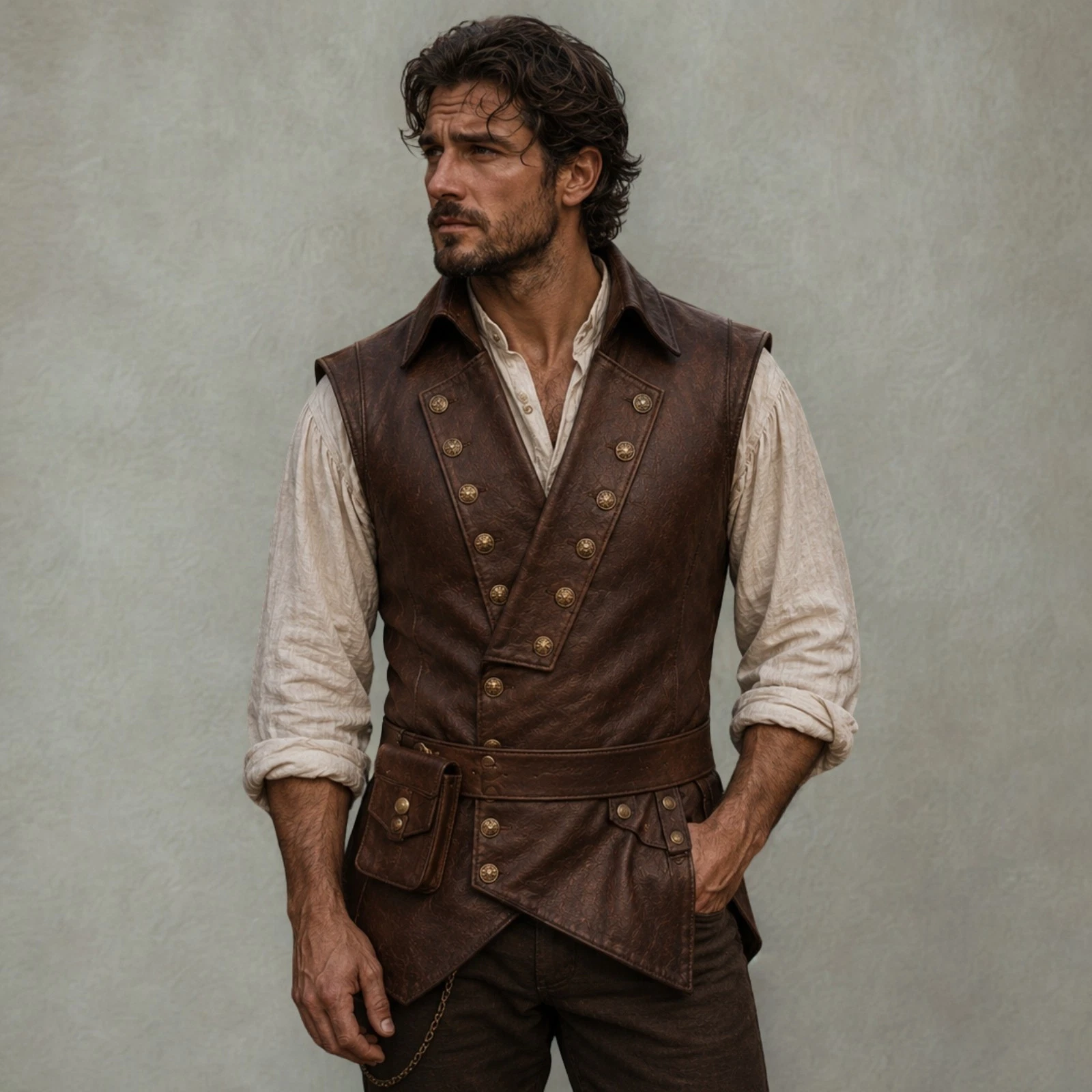 Medieval Leather Vest for Men, Renaissance Pirate Waistcoat, Viking Leather Vest