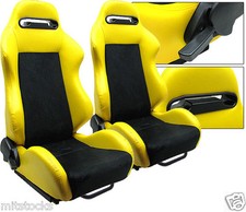 New 2 Yellow Black Racing Seats Reclinable W Slider All Acura