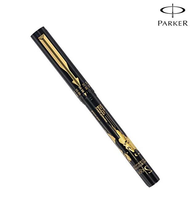 Parker Vector Time Check GT Roller Ball Pen Black Body Blue Ink Gold Trim