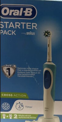 Oral-B Starter Pack CROSS ACTION Elektrische Zahnbürste Timer +2x Aufsteckbürste