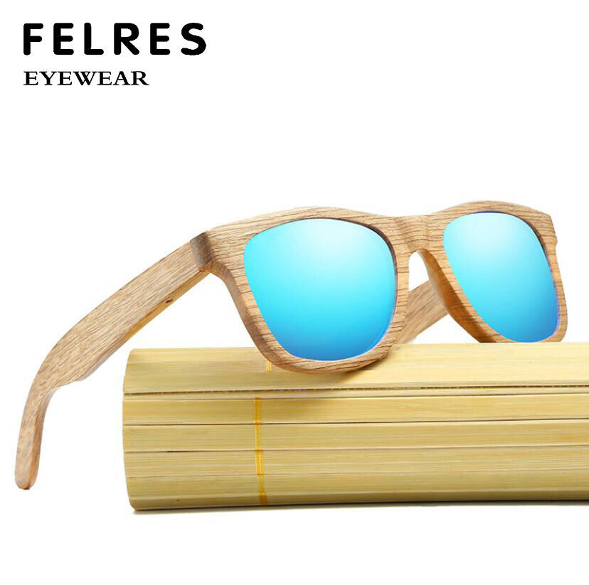Men Women Wood Frame Polarized Square Sunglasses Wooden  display picture 3