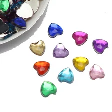 500 Mixed Color Acrylic Faceted Heart Flatback Rhinestone Gems 6X6mm