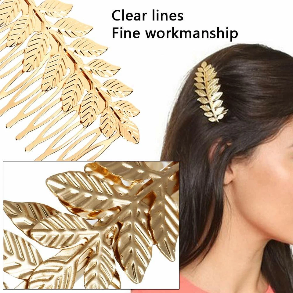 7pc Greek Roman Gold Leaf Headband Tiara Bracelet Set – Bridal Cosplay Jewelry - Image 3 of 4