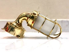 Nautical Ship Marine Brass Swan Passageway Light With White Glass & Junction Box