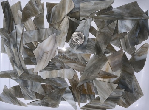 Beige, Grey N White Streaky Stained Glass Pieces For Hobbies/Mosaics/Arts/Crafts