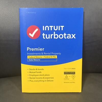 TurboTax Premier 2023 Federal +1 State Windows & Mac CD & Download. Free Ship.