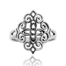 Vintage Beauty Floral Filigree Lace Sterling Silver Ring-6