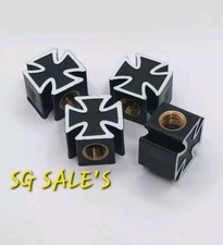 Cross Tyre Valve Dust Caps Plastic Car Van Motorbike Bmx Black White