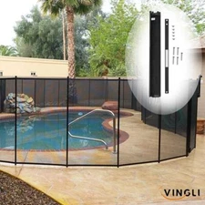 4'x12' Black In-Ground Pool Safety Fence Section Accidental Drowning Prevent US