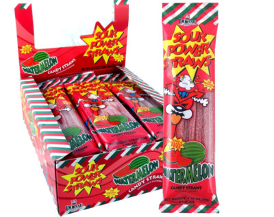 SOUR POWER STRAWS  Watermelon, 1.75-Ounce (Box of 24 Count)