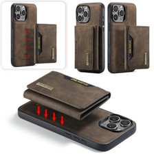 Men/Women 2in1 Leather Magnetic Removable Card Wallet Phone Case For Cell Phones