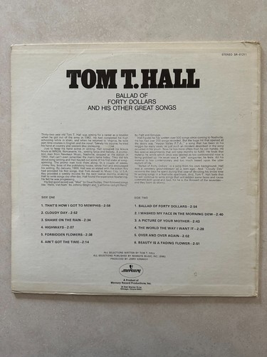 Tom T. Hall 3 LP Vinyl Lot - Ballade von vierzig Dollar und seine anderen großartigen Songs +2 - Bild 2 von 7