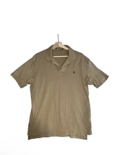 Polo Ralph Lauren Shirt Men Sz L Tan Brown Collared Polo Holiday Gift Christmas