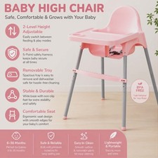 2-In-1 Adjustable Baby High Chair Converts to Baby Chair, 6 Months – 3 Years