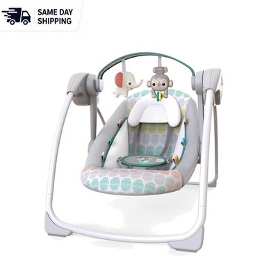 Lightweight Foldable Baby Swing - TrueSpeed & Taggies for Newborns 0-9