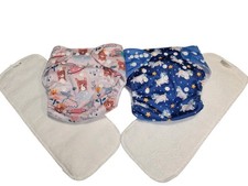 Alva Baby Cloth Diapers With Inserts Lot of 2 Unicorn Bears New Only Washed