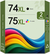 2PK 74XL 75XL Black/1Tri-Color High Yield Ink Cartridges FOR D4280 J5725 C4385
