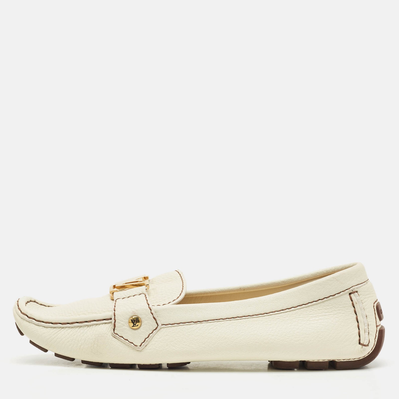 Louis Vuitton Cream Leather Monte Carlo Loafers Size 39