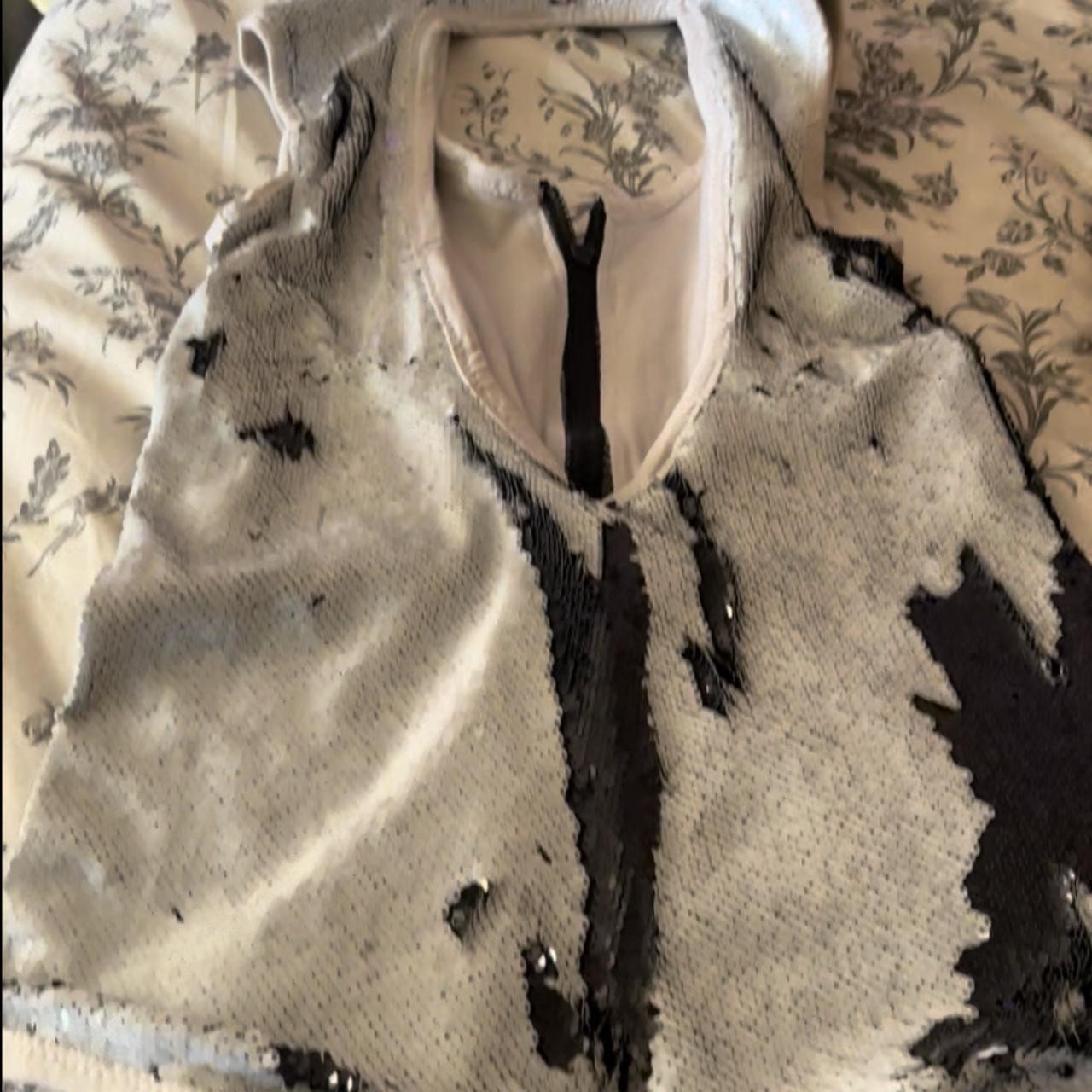 Small black/white double sided sequin romper with… - image 3