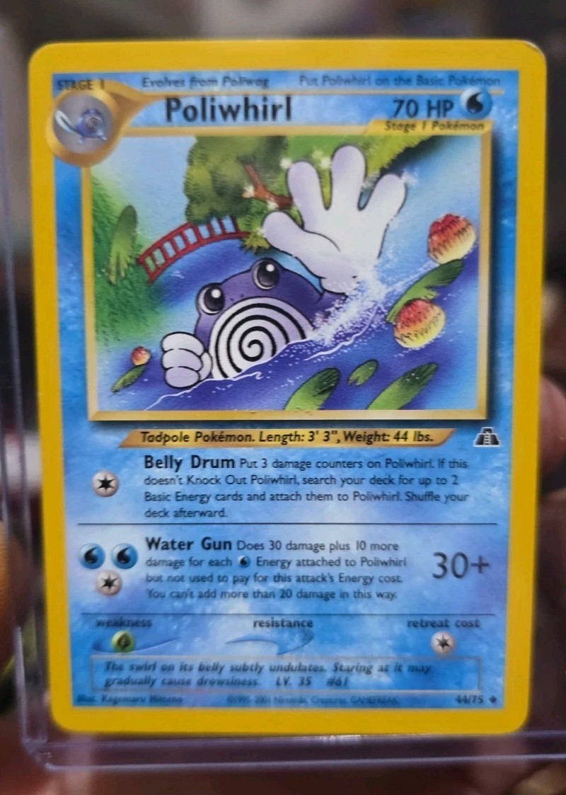 Poliwhirl 44/75 Neo Discovery Regular First Edition Pokemon Card In Protector