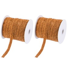 2 Pcs 0.4 Inch x 50 Yards Metallic Glitter Velvet Ribbon for Bow Decor Orange