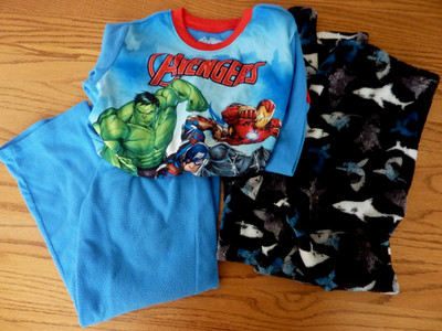 Marvel AVENGERS Pajama Set 8 Hulk Captain America Iron Man 2pc Flannel + Bottoms