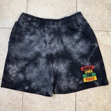 Cross Colours Black Lives for Peace Fleece Shorts Black Gray Men's Large
