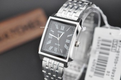 Casio MTP-B190D-1BV Mens TANK Quartz Watch Silver Dial Stainless