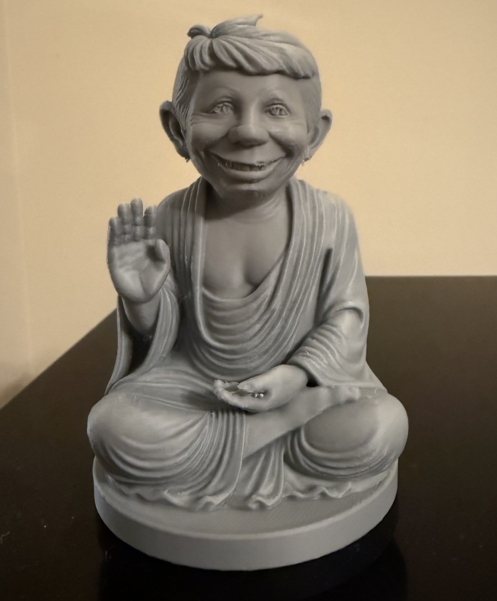 Alfred E Newman Buddha Statue - 3D Printed Figure - Mad Magazine