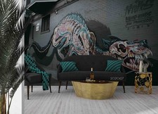 3D Graffiti Dinosaur Self-adhesive Removeable Wallpaper Wall Mural