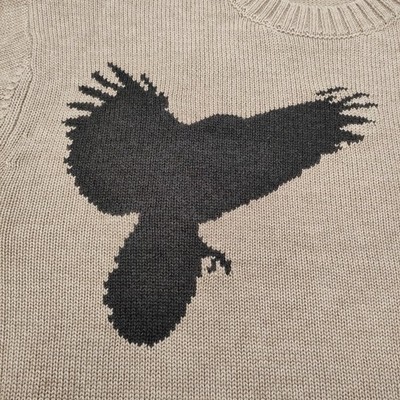 s'yte Yohji Yamamoto 7G WOOL-BLEND INTARSIA CROW-PATTERN PULLOVER