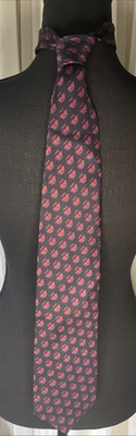 Vintage 100% Silk Tie Stefano Rossini  Navy, Rose & Teal Geometric Neck Tie