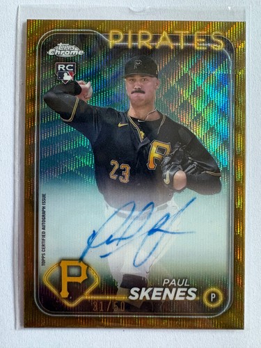 2024 Topps Chrome Gold Wave Refractor Auto /50 Paul Skenes #RA-PS RC Pirates