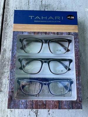 TAHARI PREMIUM 3-PACK READING GLASSES READERS +1.50 NEW AUTHENTIC