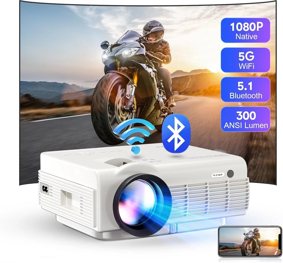 4K Projector 15000 Lumen 1080P HD 5G WiFi Bluetooth HDMI USB Office Home Theater - Image 2 of 4