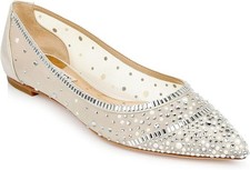 Badgley Mischka Women's Babette Ballet Flat, Ivory Satin