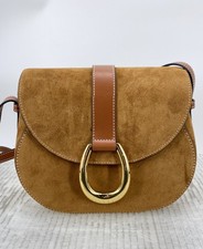 Staud Womens Bella Saddle Bag Tan Suede OS Fl...