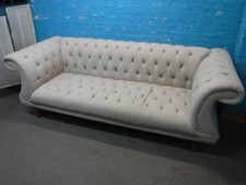 QUALITY USED WIDE FABRIC CHESTERFIELD 3/4 SEATER SOFA - STOCK ARRIVING WEEKLY