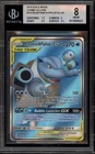 Pokemon Blastoise & Piplup GX Cosmic Eclipse Full Art #214 BGS 8