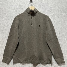 Polo Ralph Lauren Men's Sweater Size M Tan 1/4 Zip Knit Pony Logo Embroidered