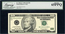 1999 $10 Chicago Federal Reserve Note Legacy Gem New 65 PPQ