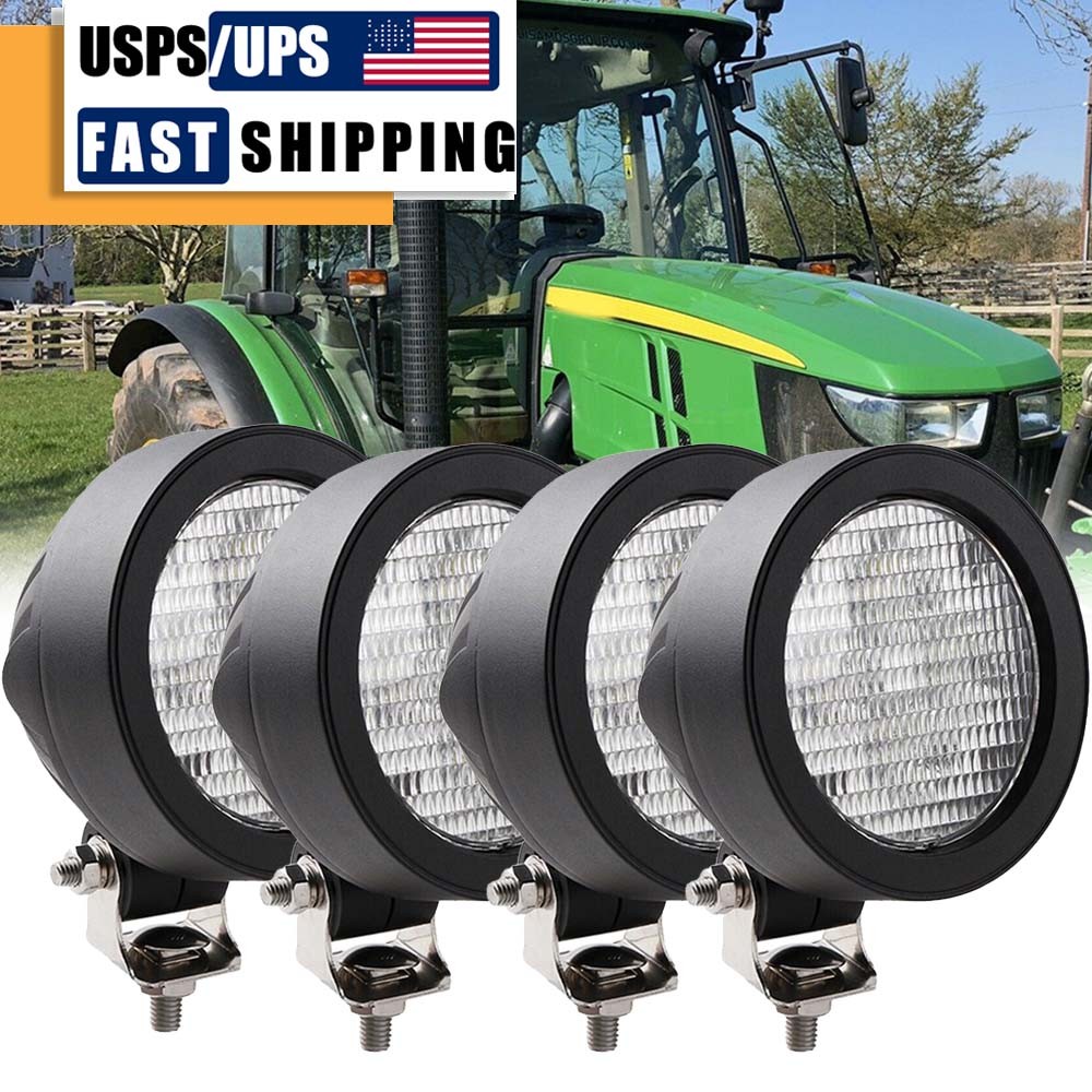 4PCS LED Oval Flood Work Lamps For John Deere 5055E, 5065E, 5075E, 5100MH, 5115M
