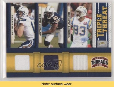 2011 Threads Triple Threat Materials Antonio Gates Philip Rivers HOF READ 1f1